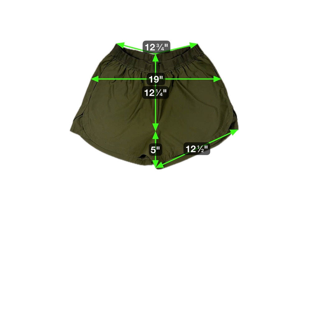 Madewell‎ MWL Olive Green Canvas Athletic Shorts Size S Elastic Waist Logo Band - Picture 7 of 7